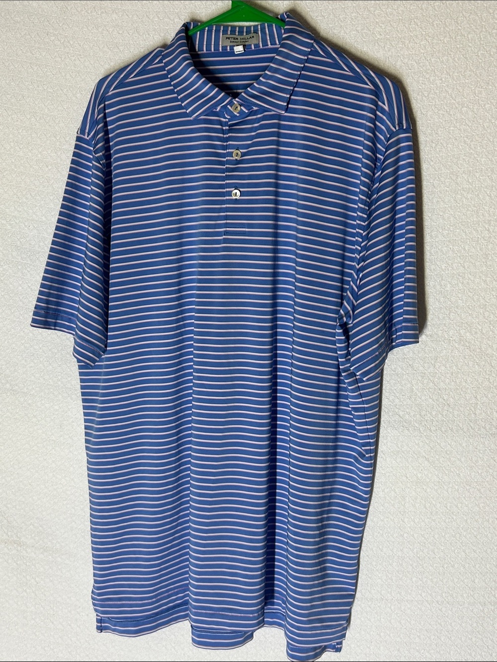 Peter Millar Blue and White Striped Polo